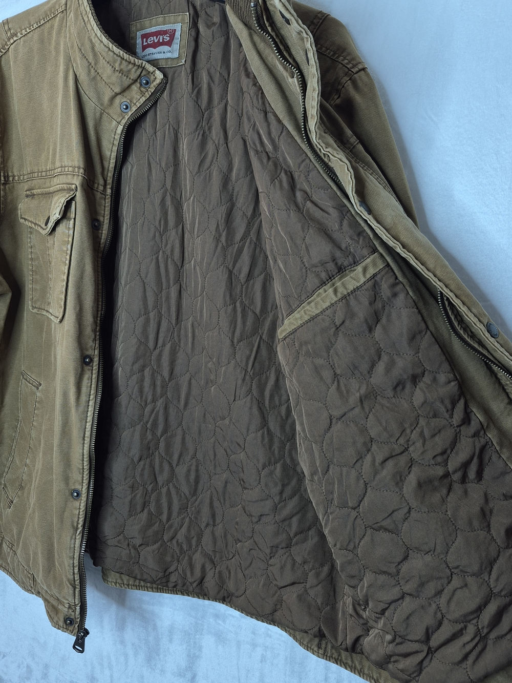 Levi's Quilted Lined Canvas Utility Workwear Field Jacket Tan Mens XXL - Picture 7 of 10